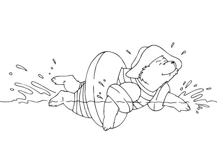 coloriage l ours paddington en train de nager